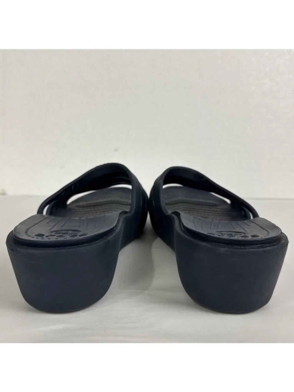 Crocs Navy Blue Rhonda Wedge Slip On Sandals Women's size 11